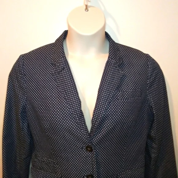 J. Crew Indigo Denim & White Polka Dot Schoolboy Blazer, Style# 40203 - Picture 3 of 16